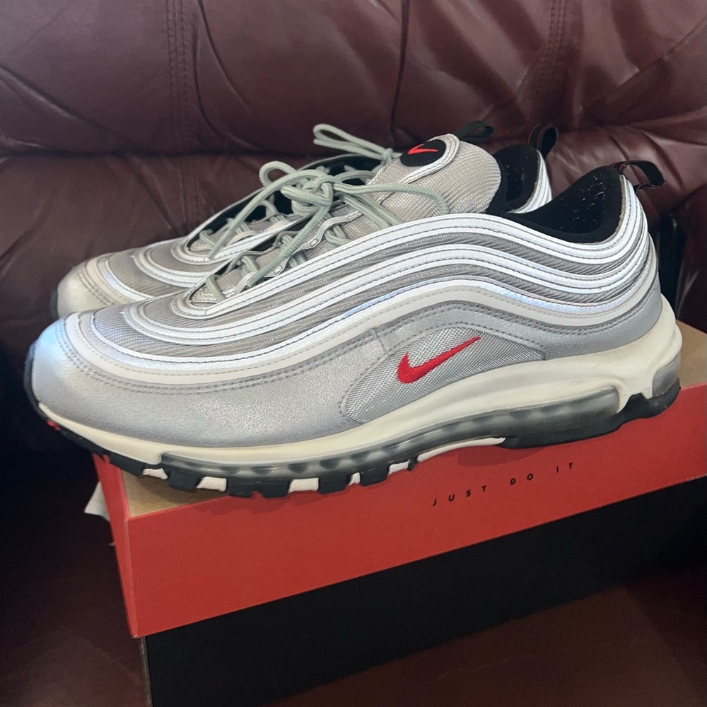 Nike Air Max 97 Metallic Silver with Red Accents